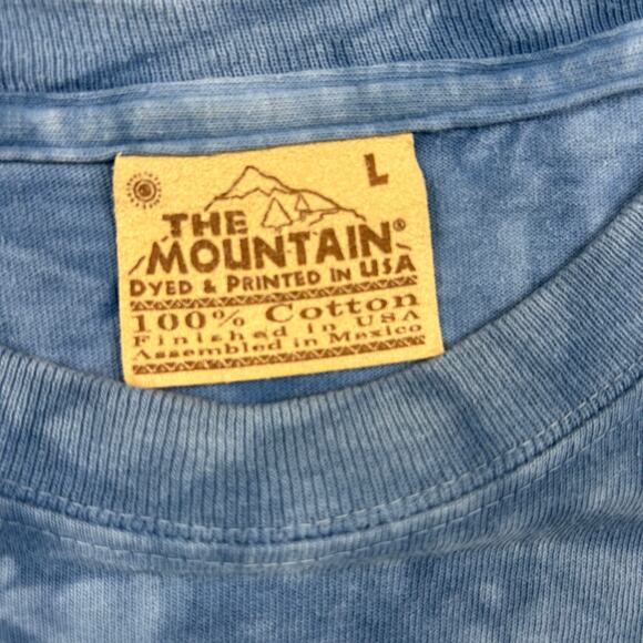 Y2K The Mountain Vintage Wolf T-Shirt Large Blue Tie Dye Retro Wolves 2001 - Picture 4 of 5